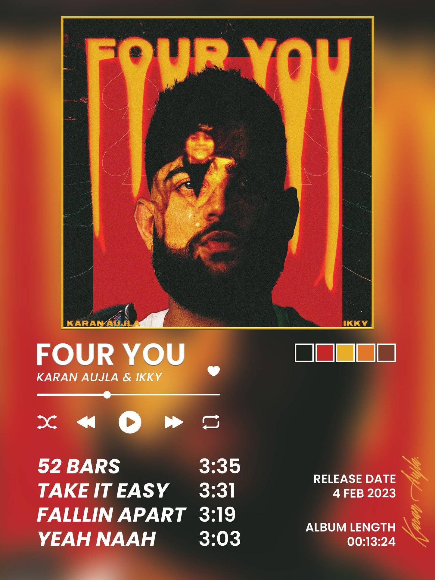 FOUR YOU - KARAN AUJLA POSTER